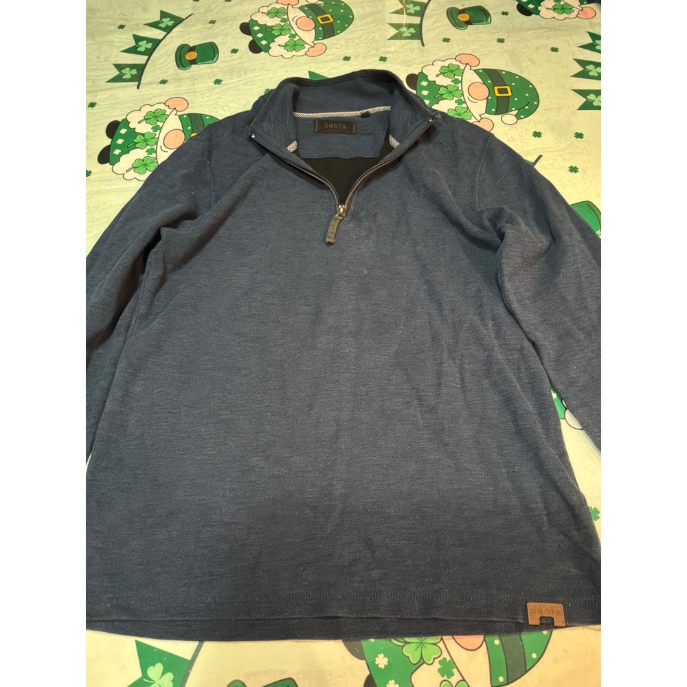 Dakota Grizzly Mens Quarter Zip Pullover Fleece Sweater Navy Blue Heather Medium - Picture 1 of 6